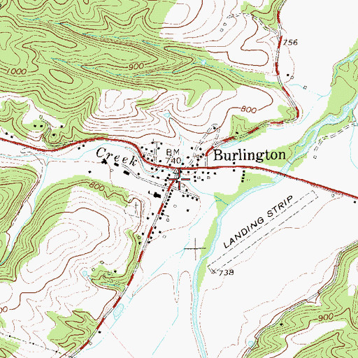 Topographic Map of Burlington Post Office, WV