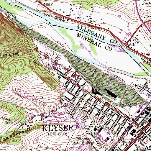 Topographic Map of Clary Street Learning Center (historical), WV