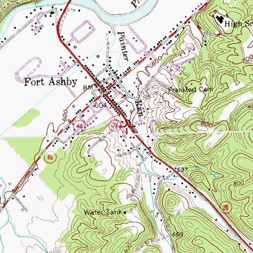 Topographic Map of Fort Ashby Post Office, WV