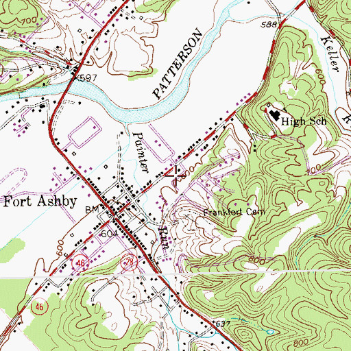 Topographic Map of Fort Ashby Primary School, WV