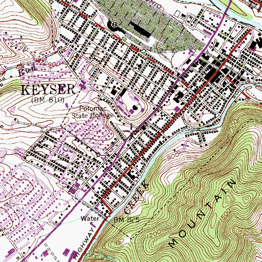 Topographic Map of Keyser Presbyterian Church, WV