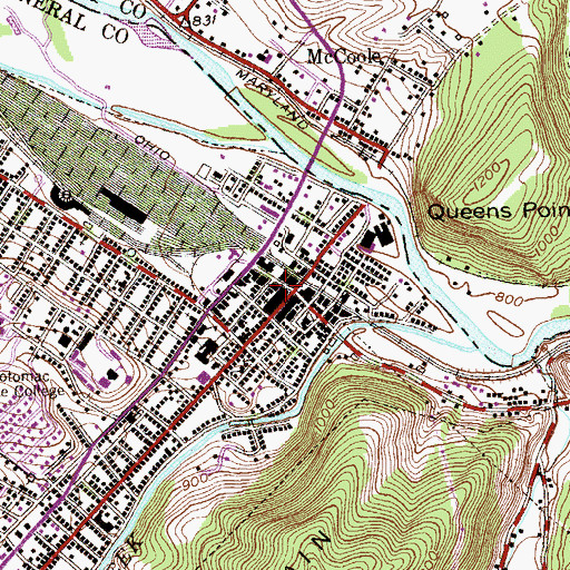 Topographic Map of Keyser-Mineral County Public Library, WV