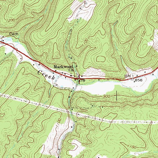 Topographic Map of Markwood, WV