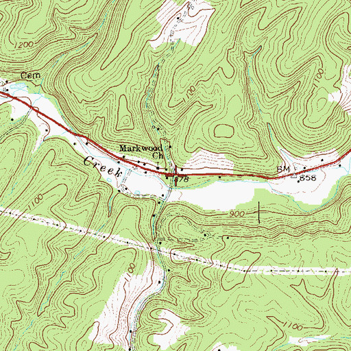Topographic Map of Markwood, WV