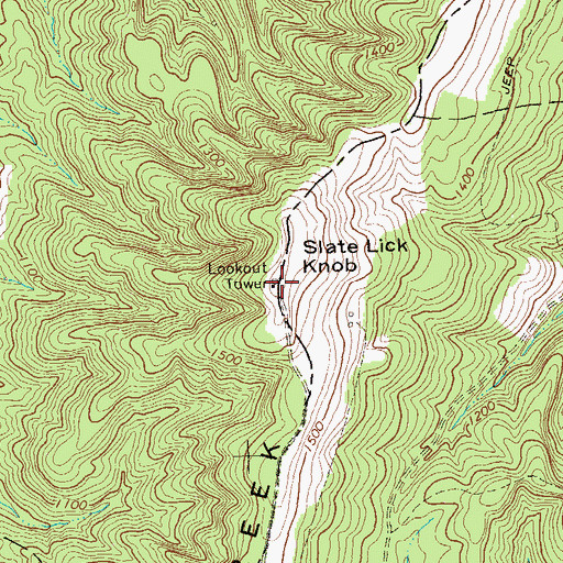 Topographic Map of Slaty Lick Knob Lookout Tower, WV
