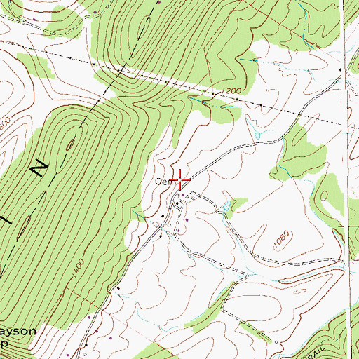 Topographic Map of Thrush Cemetery, WV