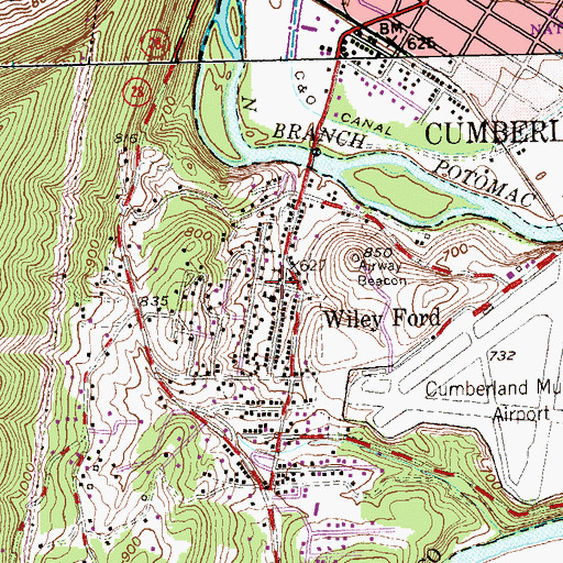 Topographic Map of Wiley Ford Post Office, WV