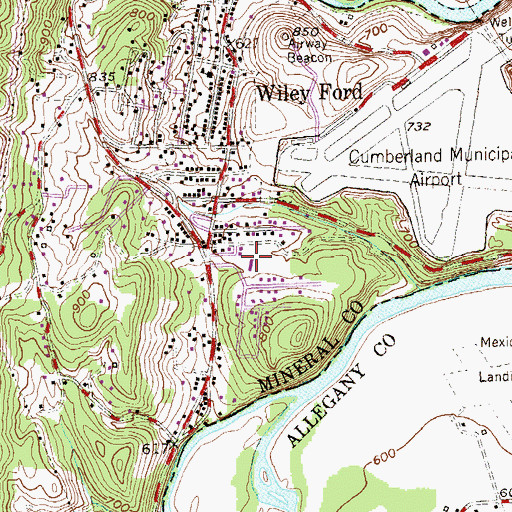 Topographic Map of Wiley Ford Primary School, WV