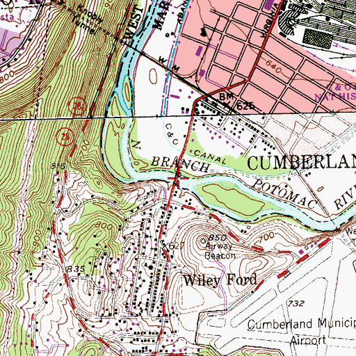Topographic Map of Wileys Ford, WV
