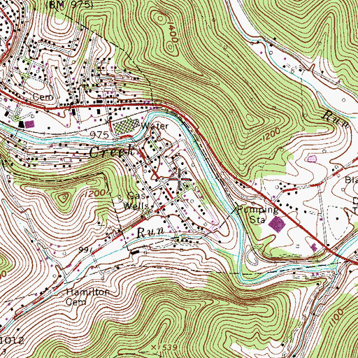 Topographic Map of Homewood, WV