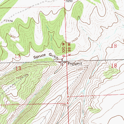 Topographic Map of Spruce Gulch, CO