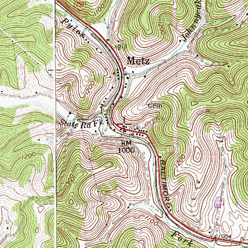 Topographic Map of Metz Post Office, WV