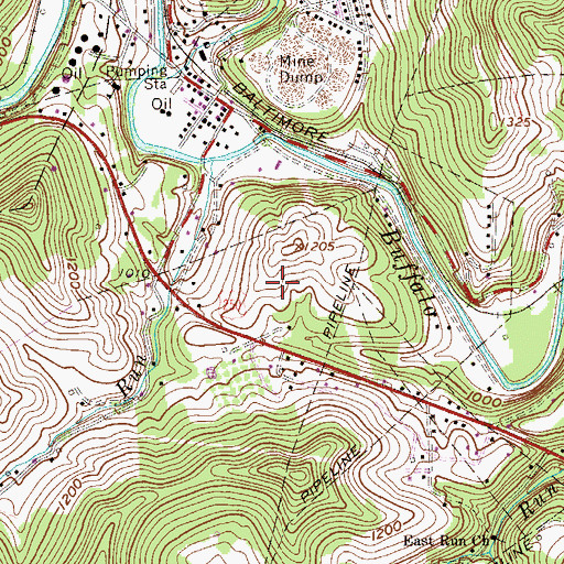 Topographic Map of North Marion High School, WV
