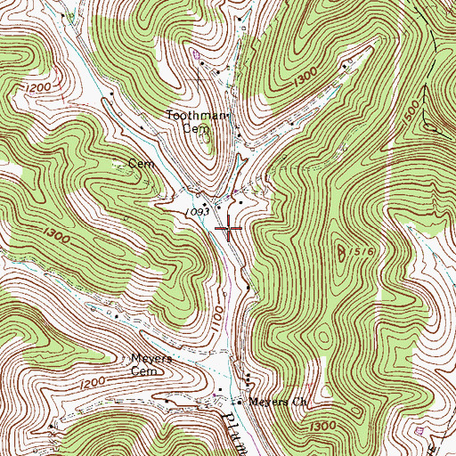 Topographic Map of Upper Plum Run School (historical), WV