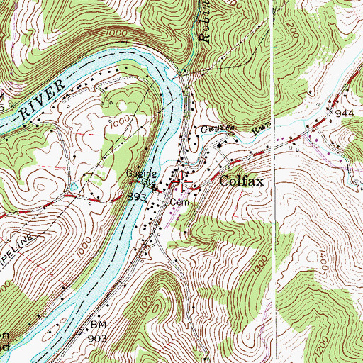 Topographic Map of Colfax Post Office, WV
