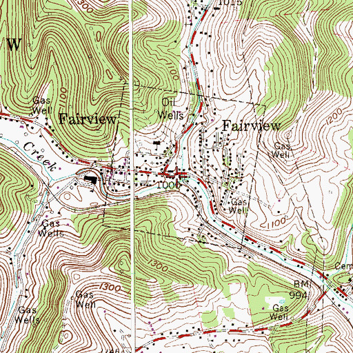 Topographic Map of Fairview Post Office, WV