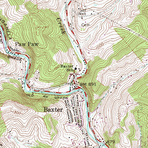Topographic Map of Baxter United Methodist Church, WV
