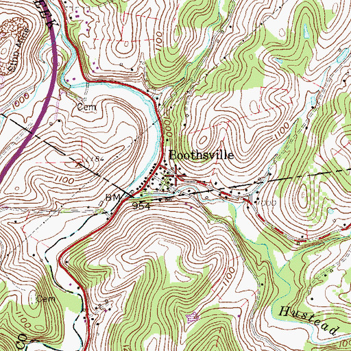 Topographic Map of Boothsville United Methodist Church, WV