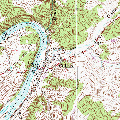 Topographic Map of Colfax United Methodist Church, WV