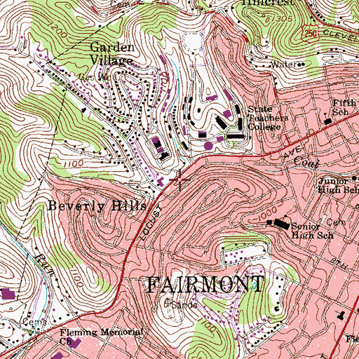 Topographic Map of Fairmont Clinic, WV
