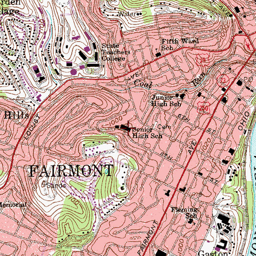 Topographic Map of Fairmont Senior High School, WV