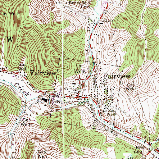 Topographic Map of Fairview Cemetery, WV