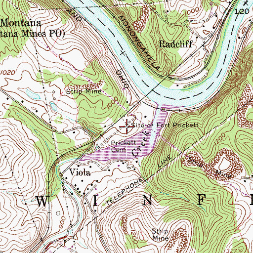 Topographic Map of Fort Prickett (historical), WV