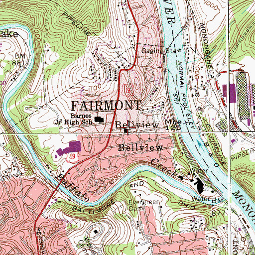 Topographic Map of Highland Avenue United Methodist Church, WV