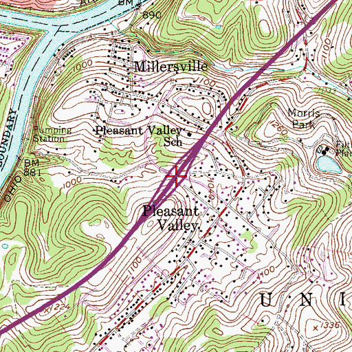 Topographic Map of Interchange 135, WV