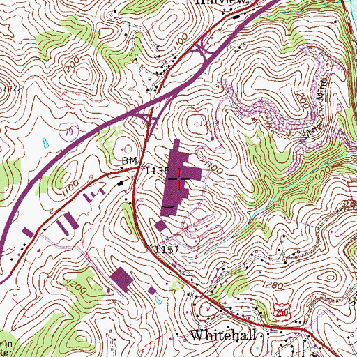 Topographic Map of Middletown Mall Shopping Center, WV