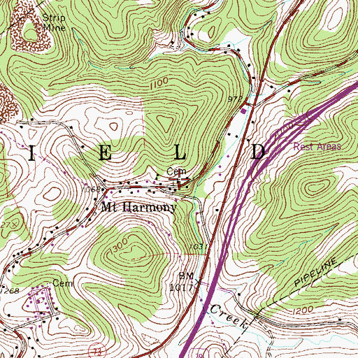 Topographic Map of Mount Harmony Community Church, WV