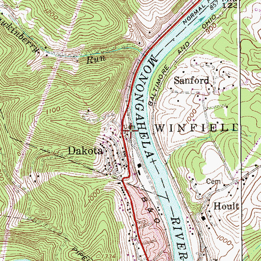 Topographic Map of Pitcher Cemetery, WV