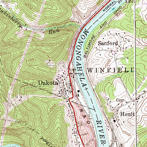 Topographic Map of Pitcher United Methodist Church, WV