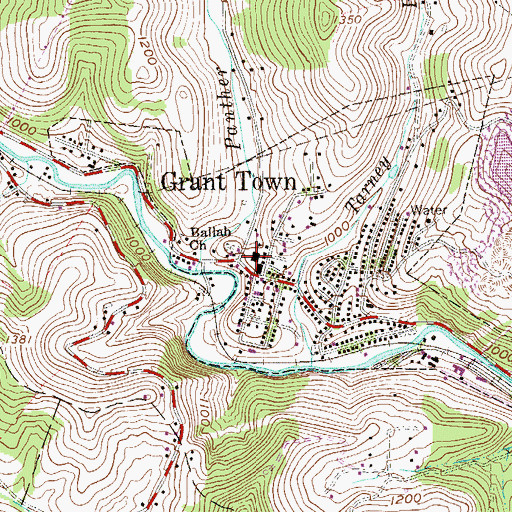 Topographic Map of Pleasant Point School (historical), WV