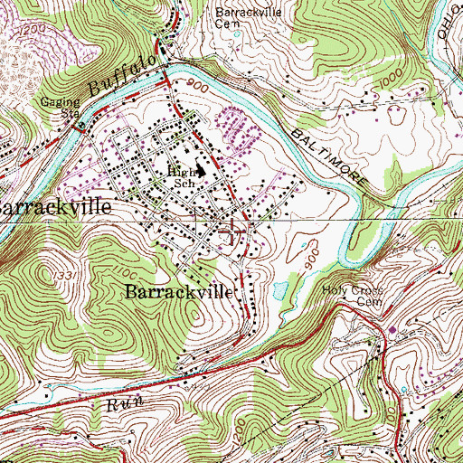 Topographic Map of Snoderly Cemetery, WV