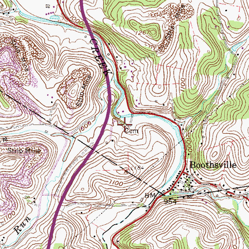 Topographic Map of Thomas Cemetery, WV