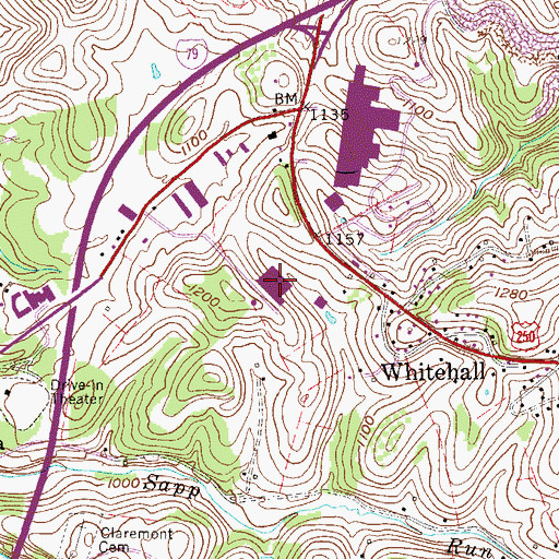Topographic Map of Tygart Valley Mall Shopping Center, WV