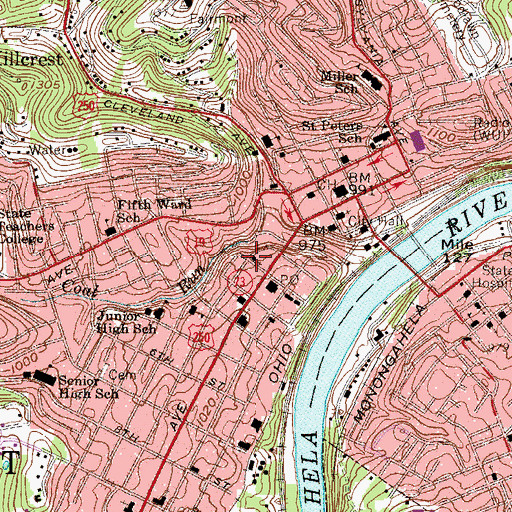 Topographic Map of Central Christian Church, WV