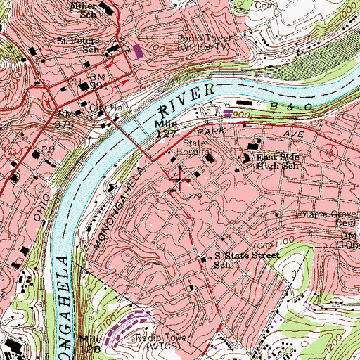 Topographic Map of Central Elementary School (historical), WV