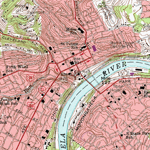 Topographic Map of Church of Christ, WV