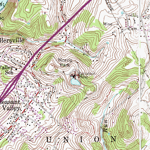 Topographic Map of Fairmont Filtration Plant, WV