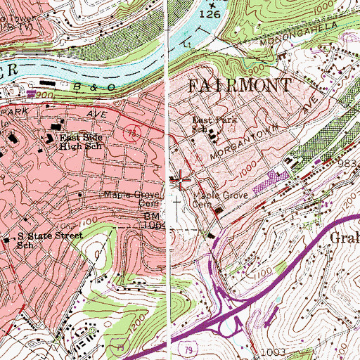 Topographic Map of Fairmont Free Methodist Church, WV