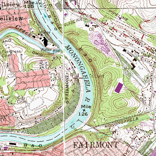 Topographic Map of Fairmont Junction (historical), WV