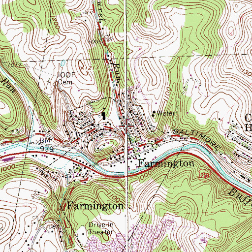 Topographic Map of Farmington United Methodist Church, WV