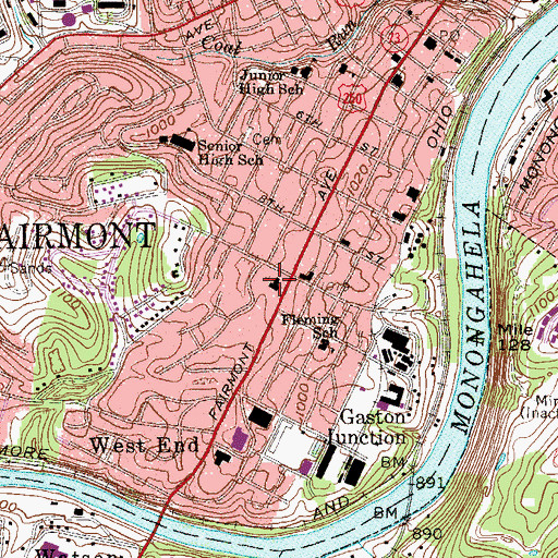 Topographic Map of First Baptist Church, WV