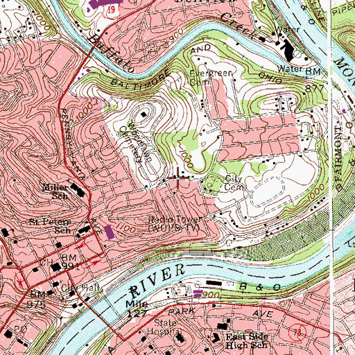 Topographic Map of First Church of God, WV
