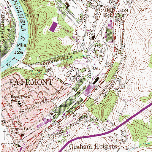 Topographic Map of First Church of the Nazarene, WV