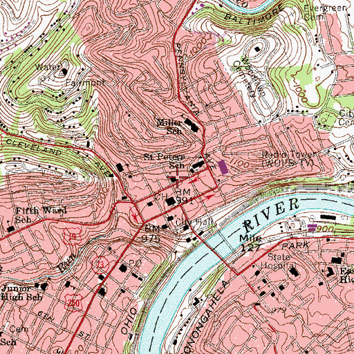 Topographic Map of First Presbyterian Church, WV