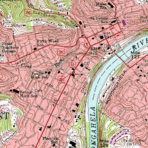 Topographic Map of First United Methodist Church, WV