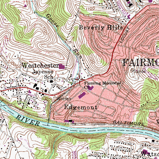 Topographic Map of Memorial Presbyterian Church Cemetery, WV